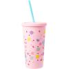 Silver Buffalo Disney Lilo and Stitch Rainbow and Pineapple Tropical Plastic Tall Cold Cup with Lid and Straw, 20 Ounces(Care Bears Matte)