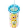 Silver Buffalo Disney Lilo and Stitch Rainbow and Pineapple Tropical Plastic Tall Cold Cup with Lid and Straw, 20 Ounces(Character Face Grid)