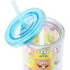 Silver Buffalo Disney Lilo and Stitch Rainbow and Pineapple Tropical Plastic Tall Cold Cup with Lid and Straw, 20 Ounces(Character Face Grid)