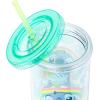 Silver Buffalo Disney Lilo and Stitch Rainbow and Pineapple Tropical Plastic Tall Cold Cup with Lid and Straw, 20 Ounces(Lilo and Stitch Tropical Rainbow)
