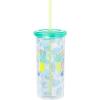 Silver Buffalo Disney Lilo and Stitch Rainbow and Pineapple Tropical Plastic Tall Cold Cup with Lid and Straw, 20 Ounces(Lilo and Stitch Tropical Rainbow)