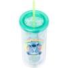 Silver Buffalo Disney Lilo and Stitch Rainbow and Pineapple Tropical Plastic Tall Cold Cup with Lid and Straw, 20 Ounces(Lilo and Stitch Tropical Rainbow)