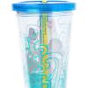 Silver Buffalo Disney Lilo and Stitch Rainbow and Pineapple Tropical Plastic Tall Cold Cup with Lid and Straw, 20 Ounces(Moana (Small))