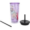 Silver Buffalo Disney Lilo and Stitch Rainbow and Pineapple Tropical Plastic Tall Cold Cup with Lid and Straw, 20 Ounces(Purple/Multi)
