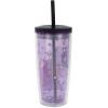 Silver Buffalo Disney Lilo and Stitch Rainbow and Pineapple Tropical Plastic Tall Cold Cup with Lid and Straw, 20 Ounces(Purple/Multi)