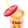 Silver Buffalo Disney Lilo and Stitch Rainbow and Pineapple Tropical Plastic Tall Cold Cup with Lid and Straw, 20 Ounces(Shrek Beware Ogre)