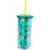 Silver Buffalo Disney Lilo and Stitch Tropical Plastic Cold Cup with Lid and Straw, 20 Ounces(Teal/Multi)