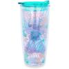 Silver Buffalo Lilo and Stitch Floral Tropical Blue Double Wall Travel Tumbler with Slide Close Lid, 20 Ounces(Lilo and Stitch Floral Blue (20 Ounces))