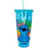 Silver Buffalo Disney Lilo and Stitch Pineapple Plastic Confetti Cold Cup with Lid and Straw, 32 Ounces(Lilo and Stitch Ohana)