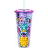 Silver Buffalo Disney Lilo and Stitch Pineapple Plastic Confetti Cold Cup with Lid and Straw, 32 Ounces(Lilo and Stitch Pineapple)