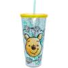 Silver Buffalo Disney Lilo and Stitch Pineapple Plastic Confetti Cold Cup with Lid and Straw, 32 Ounces(Winnie the Pooh Flowers)