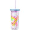 Silver Buffalo Disney Lilo and Stitch Rainbow and Pineapple Tropical Plastic Tall Cold Cup with Lid and Straw, 20 Ounces(Care Bears with Rhinestones Lid)