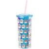 Silver Buffalo Disney Lilo and Stitch Rainbow and Pineapple Tropical Plastic Tall Cold Cup with Lid and Straw, 20 Ounces(Furby Iridescent)