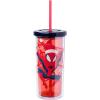 Silver Buffalo Disney Lilo and Stitch Rainbow and Pineapple Tropical Plastic Tall Cold Cup with Lid and Straw, 20 Ounces(Spider-Man in Santa Hat)