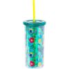 Silver Buffalo Disney Lilo and Stitch Tropical Plastic Cold Cup with Lid and Straw, 20 Ounces(Teal/Multi)