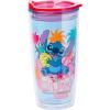 Silver Buffalo Lilo and Stitch Floral Tropical Blue Double Wall Travel Tumbler with Slide Close Lid, 20 Ounces(Lilo and Stitch Kauai  Hawaii (20 Ounces))