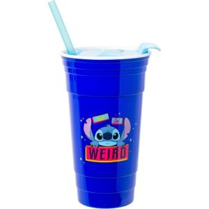 Silver Buffalo Disney Lilo and Stitch “Let’s Get Weird” Plastic Tumbler with Lid and Straw, 32 Ounces