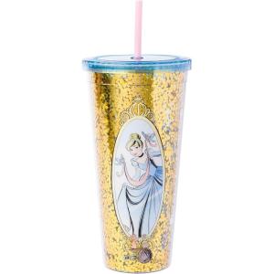Silver Buffalo Disney Lilo and Stitch Pineapple Plastic Confetti Cold Cup with Lid and Straw, 32 Ounces(Cinderella)