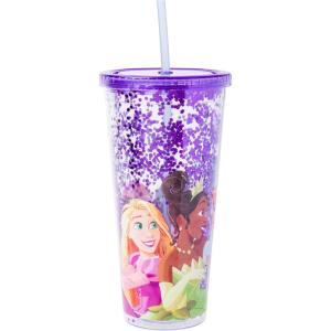 Silver Buffalo Disney Lilo and Stitch Pineapple Plastic Confetti Cold Cup with Lid and Straw, 32 Ounces(Disney Princesses)