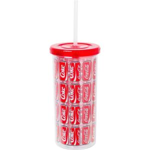 Silver Buffalo Disney Lilo and Stitch Rainbow and Pineapple Tropical Plastic Tall Cold Cup with Lid and Straw, 20 Ounces(Coca Cola)