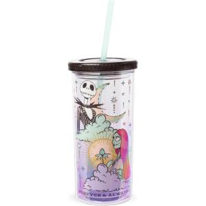 Silver Buffalo Disney Lilo and Stitch Rainbow and Pineapple Tropical Plastic Tall Cold Cup with Lid and Straw, 20 Ounces(Nightmare Before Christmas “Forever and Always”)