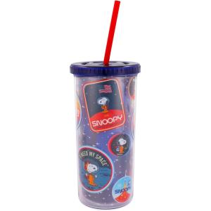 Silver Buffalo Disney Lilo and Stitch Rainbow and Pineapple Tropical Plastic Tall Cold Cup with Lid and Straw, 20 Ounces(Peanuts Snoopy Space)