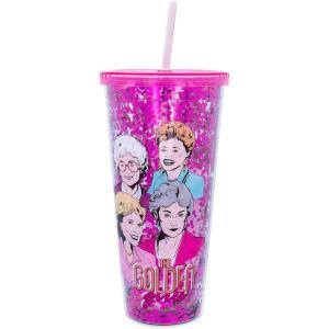 Silver Buffalo Disney Lilo and Stitch Rainbow and Pineapple Tropical Plastic Tall Cold Cup with Lid and Straw, 20 Ounces(The Golden Girls (Big))