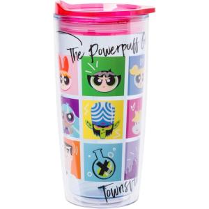 Silver Buffalo Lilo and Stitch Floral Tropical Blue Double Wall Travel Tumbler with Slide Close Lid, 20 Ounces(Powerpuff Girls Character Grid)