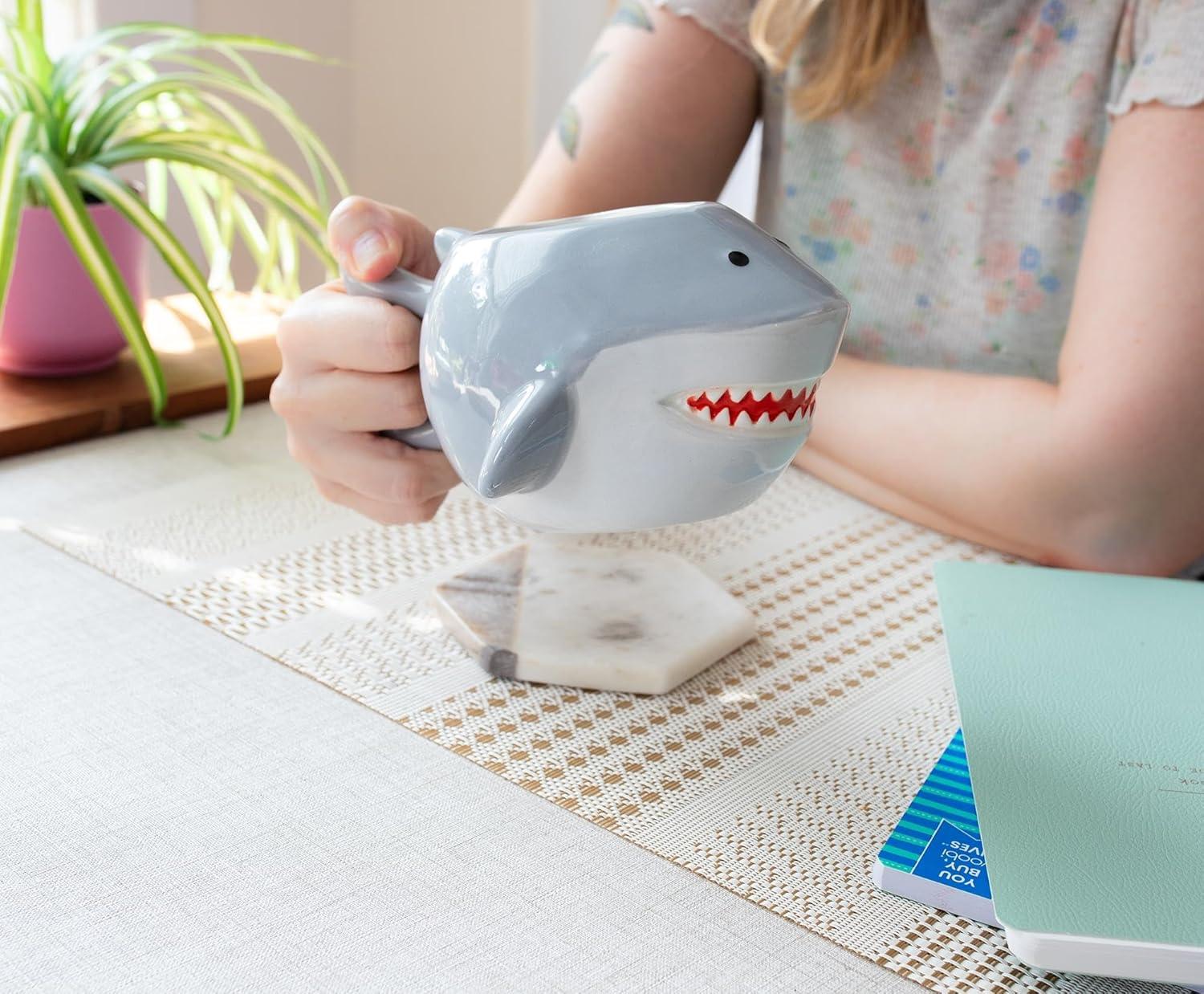 image:imageSilver Buffalo Jaws Youre Gonna Need a Bigger Boat Ceramic Camper Mug 20 OuncesGray