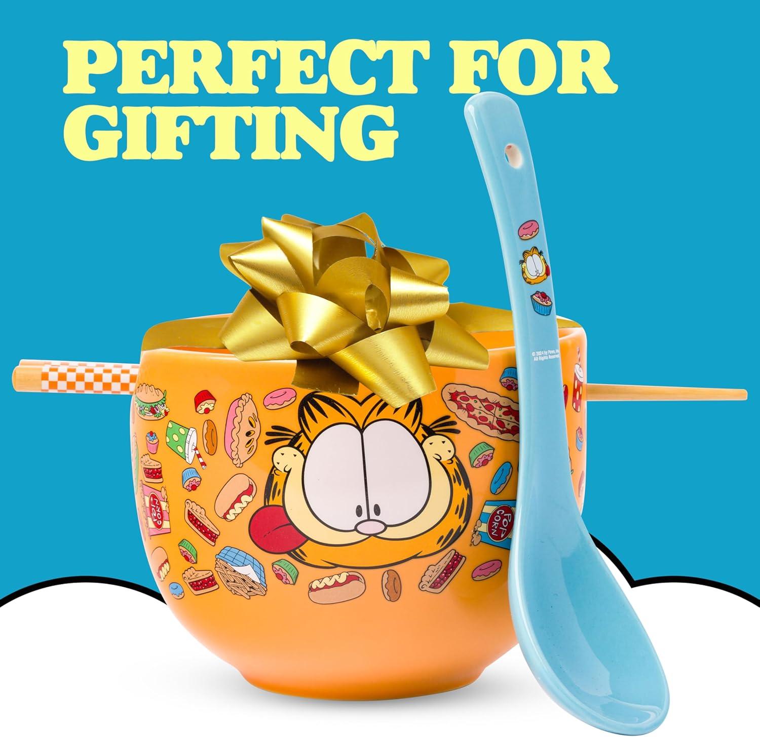 image:imageSilver Buffalo Pokemon Cute Fruit Doodles Featuring Pikachu Ceramic Ramen Noodle Rice Bowl with Chopsticks and Spoon Microwave Safe 20 OuncesGarfield Junk Food Spoon