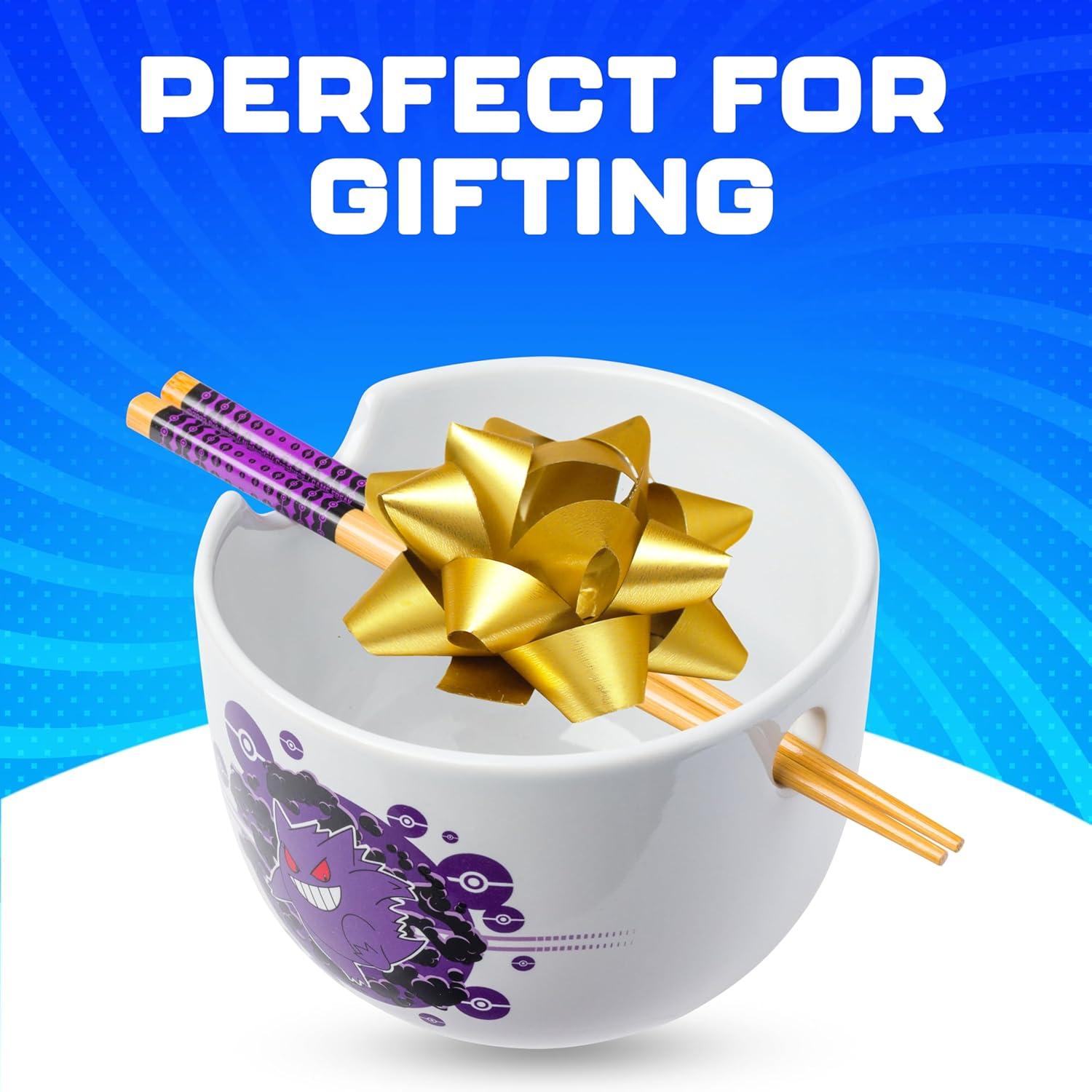 image:imageSilver Buffalo Pokemon Cute Fruit Doodles Featuring Pikachu Ceramic Ramen Noodle Rice Bowl with Chopsticks and Spoon Microwave Safe 20 OuncesPokemon Gengar