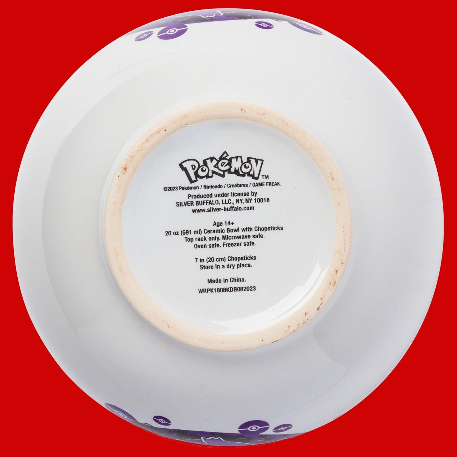 image:imageSilver Buffalo Pokemon Cute Fruit Doodles Featuring Pikachu Ceramic Ramen Noodle Rice Bowl with Chopsticks and Spoon Microwave Safe 20 OuncesPokemon Gengar