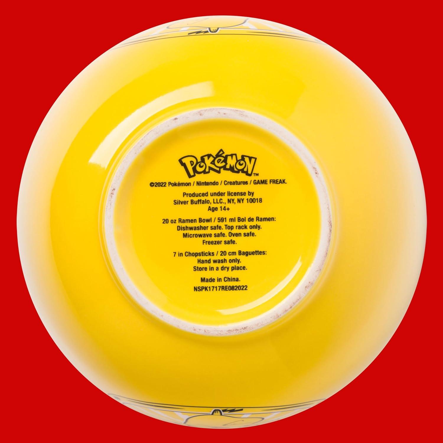 image:imageSilver Buffalo Pokemon Cute Fruit Doodles Featuring Pikachu Ceramic Ramen Noodle Rice Bowl with Chopsticks and Spoon Microwave Safe 20 OuncesPokemon Pikachu Spoon Set