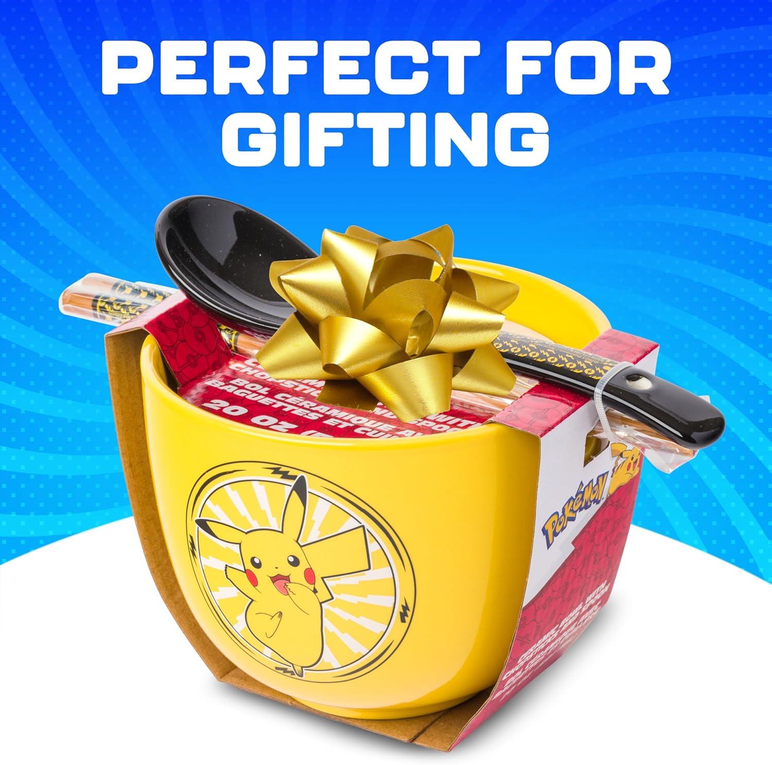 image:imageSilver Buffalo Pokemon Cute Fruit Doodles Featuring Pikachu Ceramic Ramen Noodle Rice Bowl with Chopsticks and Spoon Microwave Safe 20 OuncesPokemon Pikachu Spoon Set