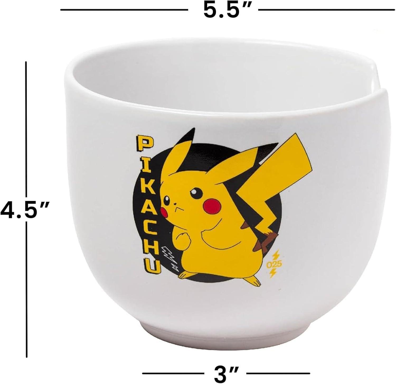 image:imageSilver Buffalo Pokemon Cute Fruit Doodles Featuring Pikachu Ceramic Ramen Noodle Rice Bowl with Chopsticks and Spoon Microwave Safe 20 OuncesPokemon Pikachu