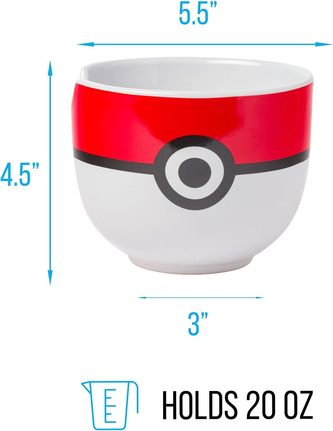 image:imageSilver Buffalo Pokemon Cute Fruit Doodles Featuring Pikachu Ceramic Ramen Noodle Rice Bowl with Chopsticks and Spoon Microwave Safe 20 OuncesPokemon Pokeball