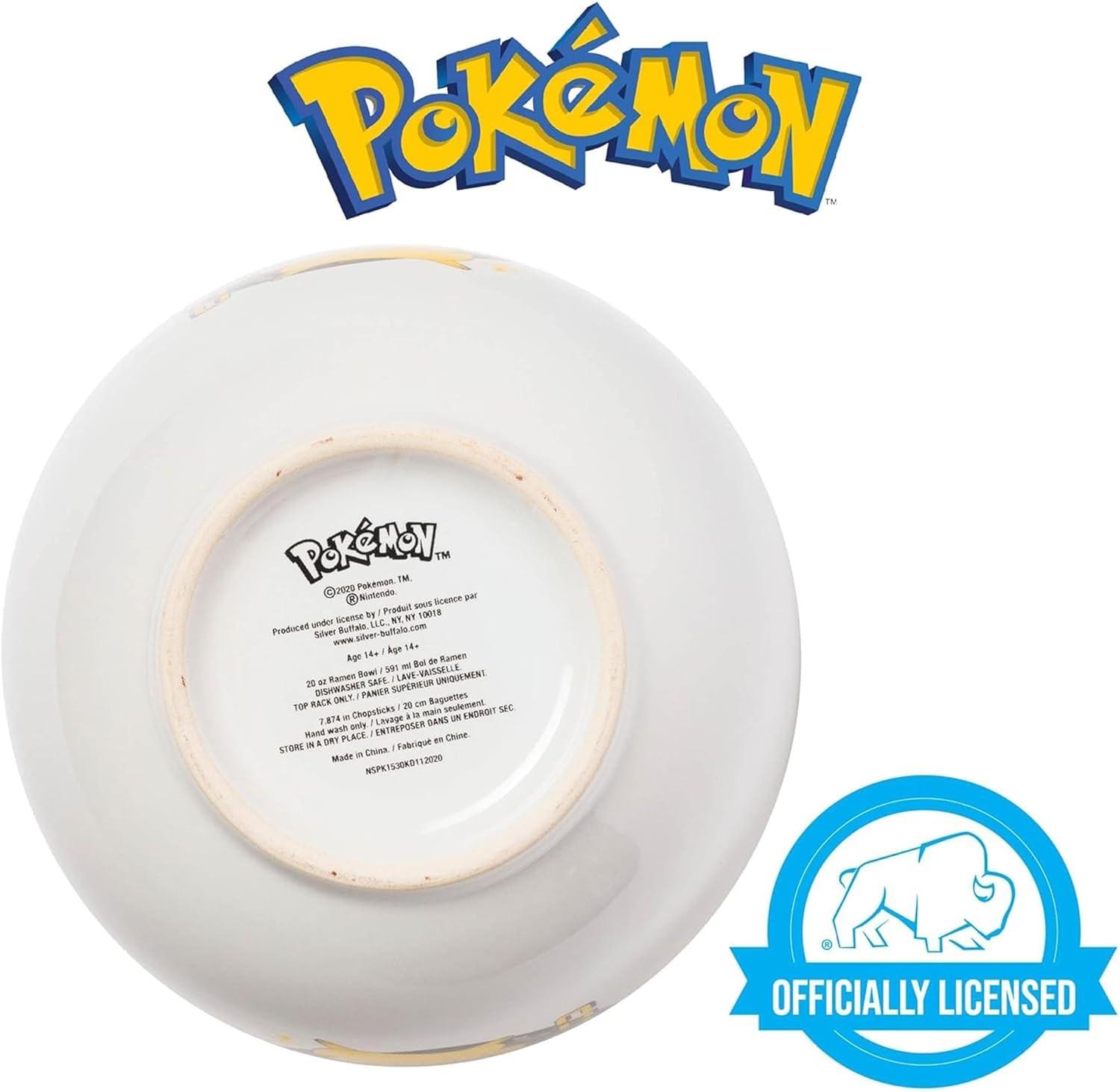 image:imageSilver Buffalo Pokemon Cute Fruit Doodles Featuring Pikachu Ceramic Ramen Noodle Rice Bowl with Chopsticks and Spoon Microwave Safe 20 OuncesPokemon Pikachu