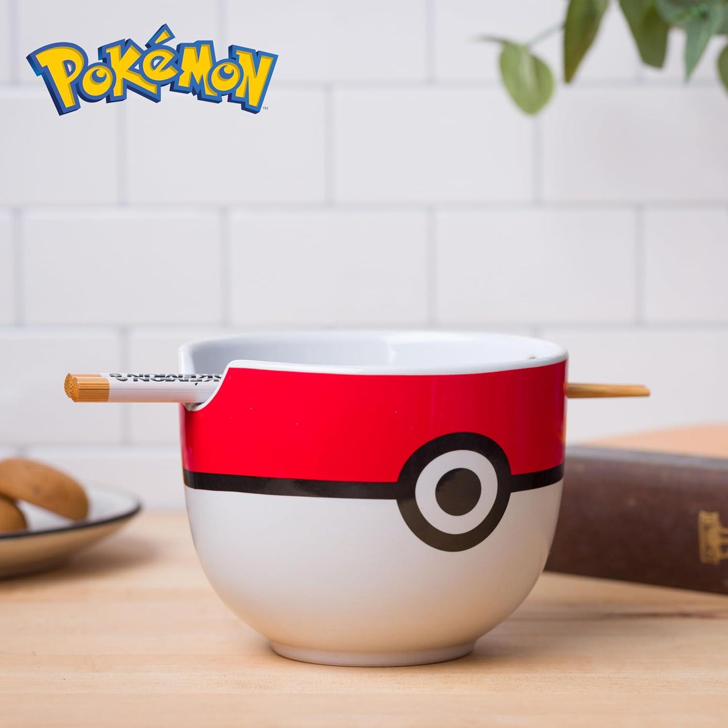 image:imageSilver Buffalo Pokemon Cute Fruit Doodles Featuring Pikachu Ceramic Ramen Noodle Rice Bowl with Chopsticks and Spoon Microwave Safe 20 OuncesPokemon Pokeball