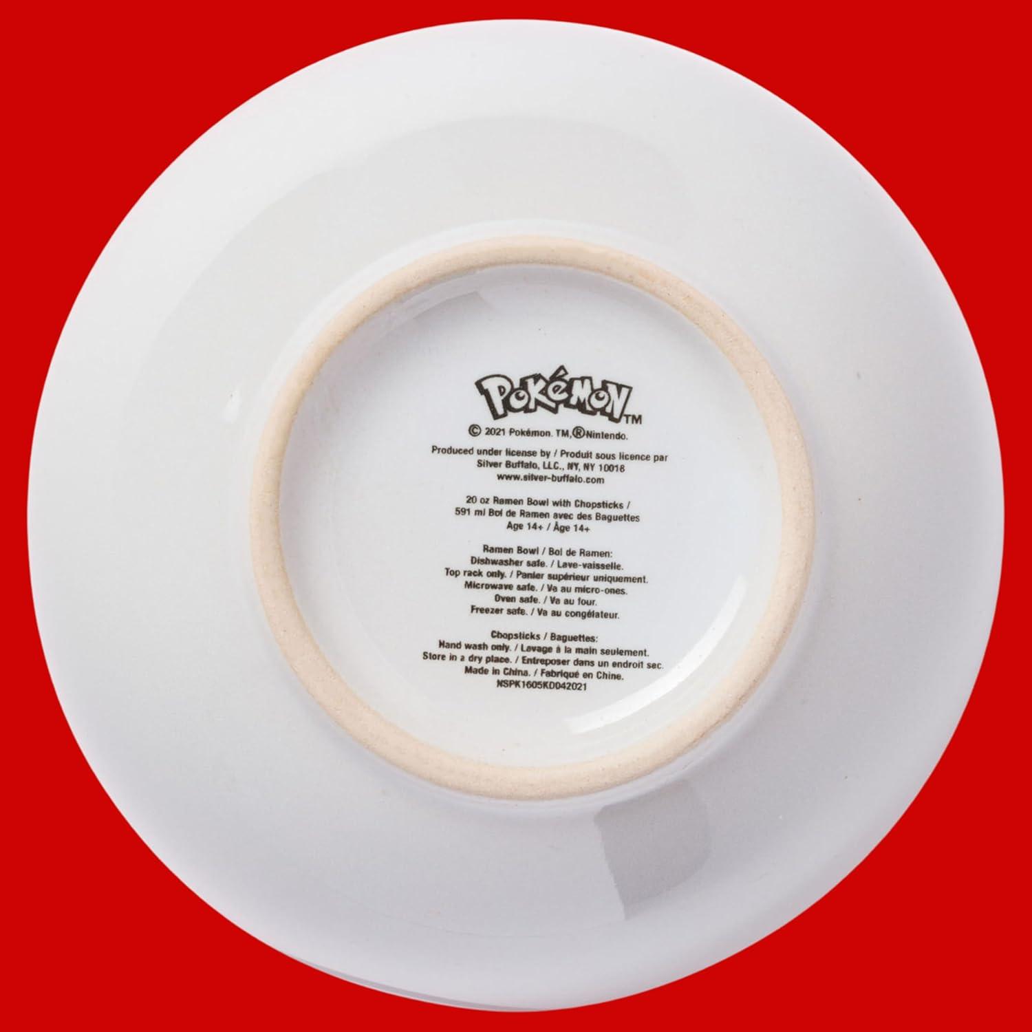 image:imageSilver Buffalo Pokemon Cute Fruit Doodles Featuring Pikachu Ceramic Ramen Noodle Rice Bowl with Chopsticks and Spoon Microwave Safe 20 OuncesPokemon Pokeball