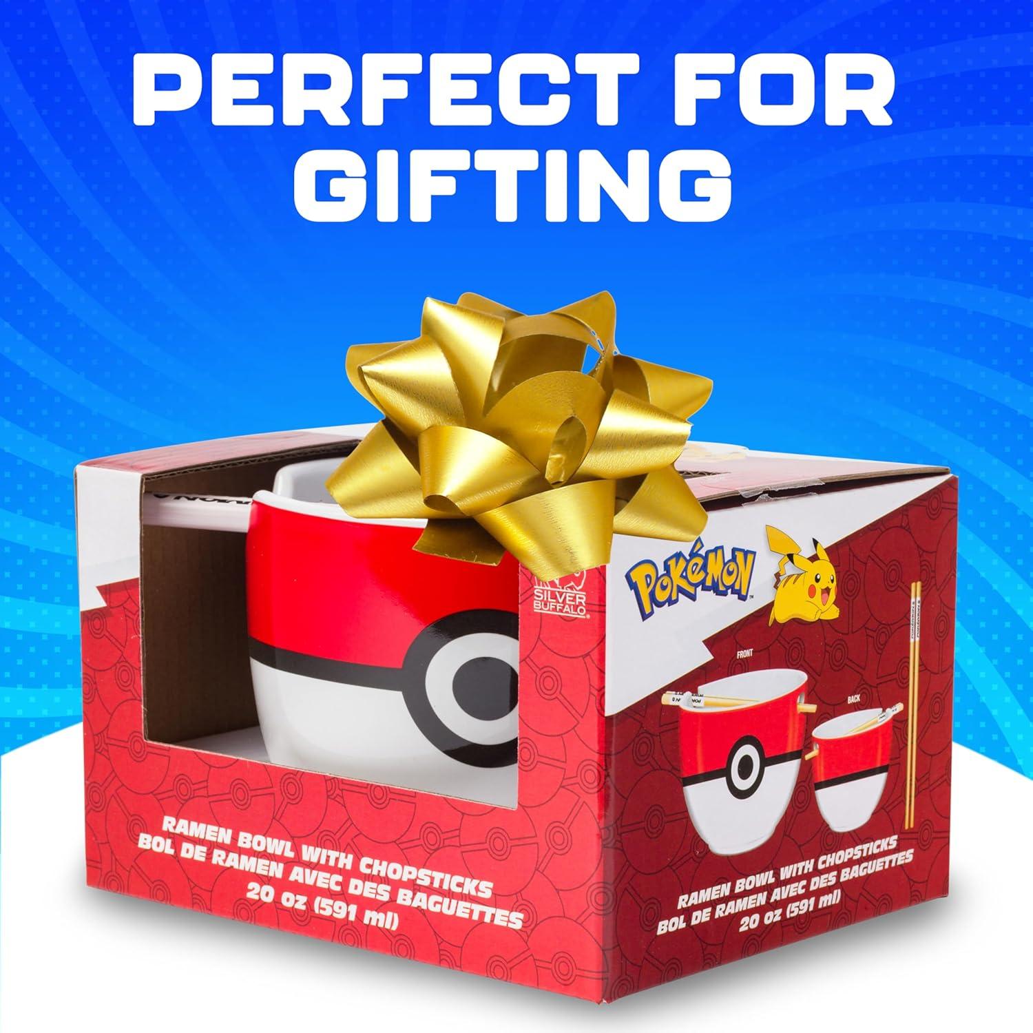 image:imageSilver Buffalo Pokemon Cute Fruit Doodles Featuring Pikachu Ceramic Ramen Noodle Rice Bowl with Chopsticks and Spoon Microwave Safe 20 OuncesPokemon Pokeball