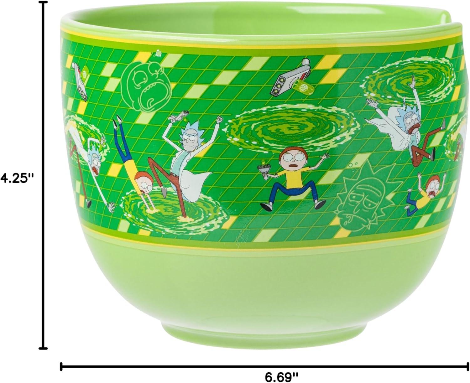 image:imageSilver Buffalo Pokemon Cute Fruit Doodles Featuring Pikachu Ceramic Ramen Noodle Rice Bowl with Chopsticks and Spoon Microwave Safe 20 OuncesRick and Morty Portal Spoon