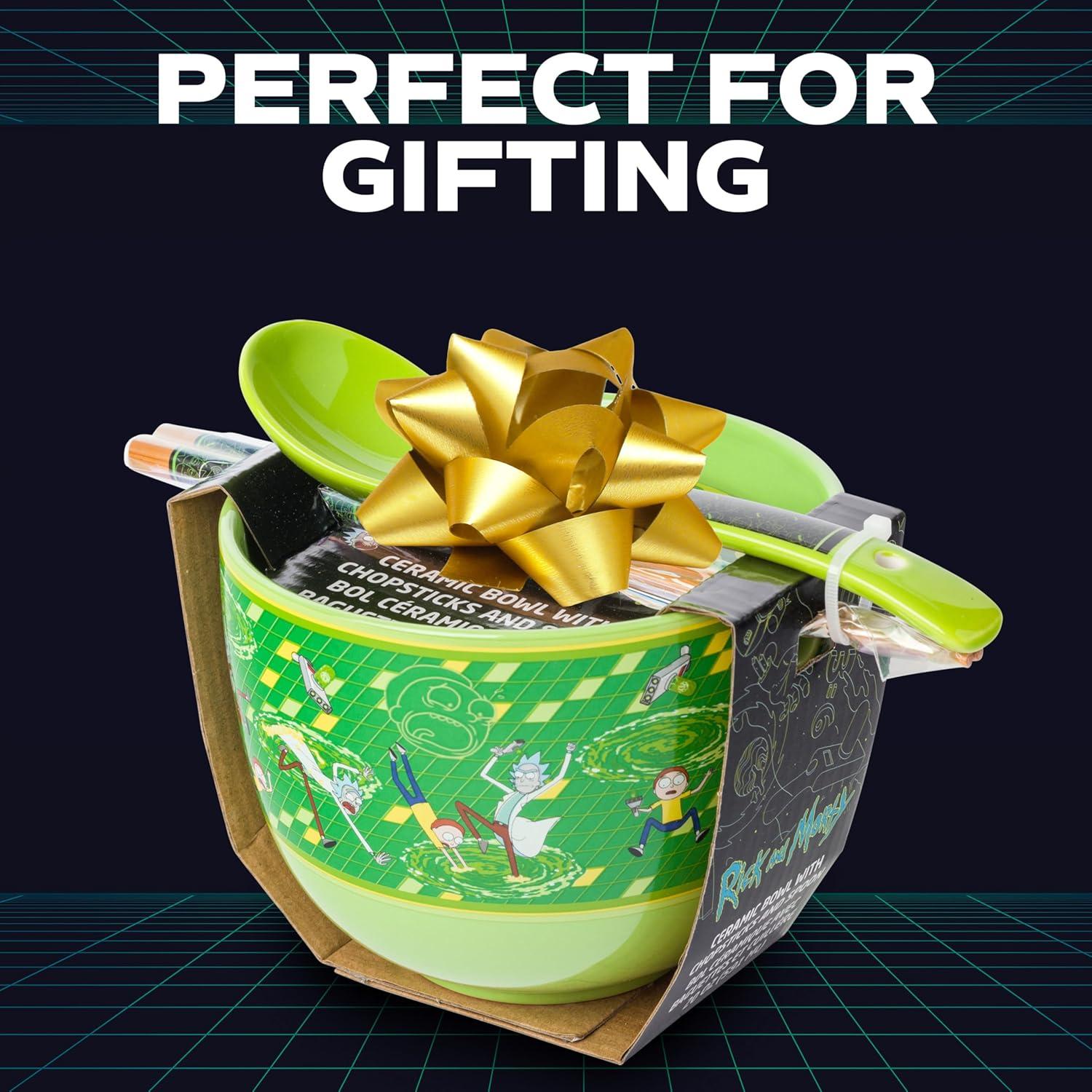 image:imageSilver Buffalo Pokemon Cute Fruit Doodles Featuring Pikachu Ceramic Ramen Noodle Rice Bowl with Chopsticks and Spoon Microwave Safe 20 OuncesRick and Morty Portal Spoon