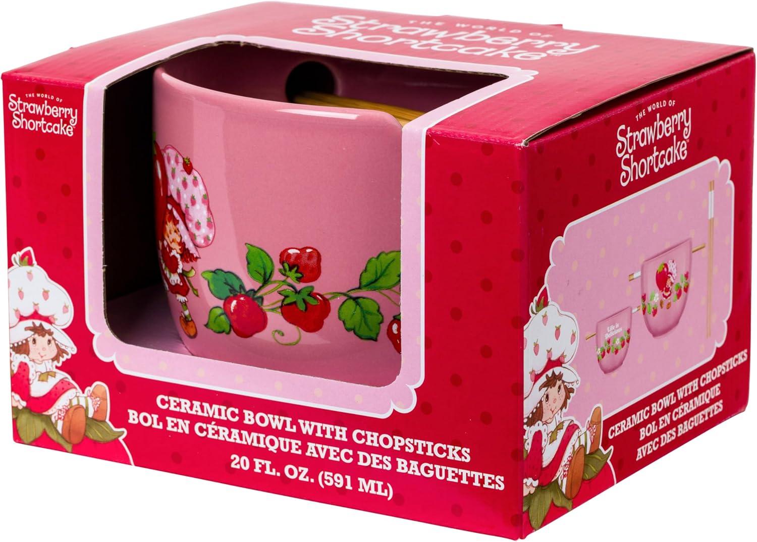 image:imageSilver Buffalo Pokemon Cute Fruit Doodles Featuring Pikachu Ceramic Ramen Noodle Rice Bowl with Chopsticks and Spoon Microwave Safe 20 OuncesStrawberry Shortcake Life is Delicious