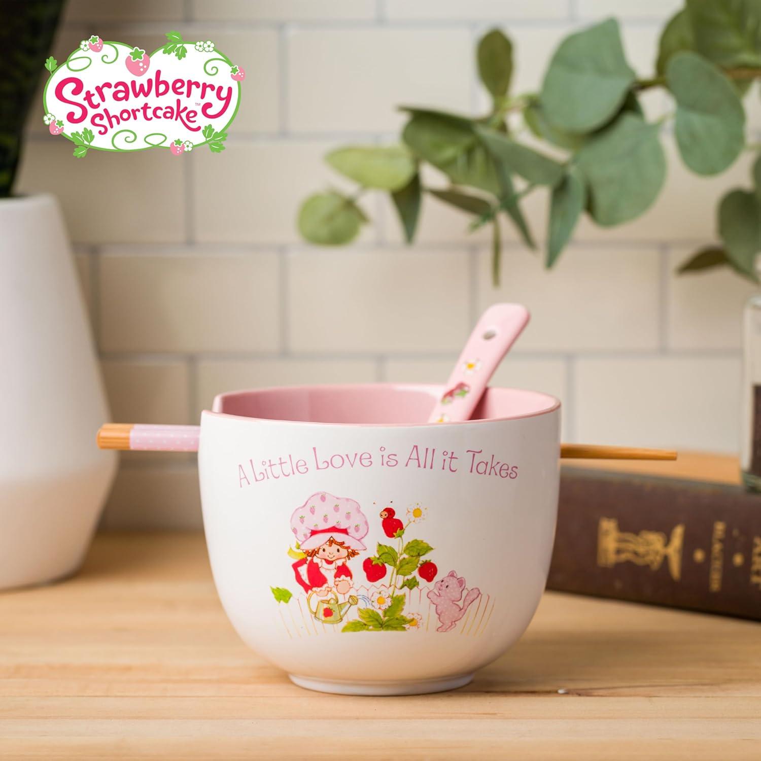 image:imageSilver Buffalo Pokemon Cute Fruit Doodles Featuring Pikachu Ceramic Ramen Noodle Rice Bowl with Chopsticks and Spoon Microwave Safe 20 OuncesStrawberry Shortcake A Little Love Spoon