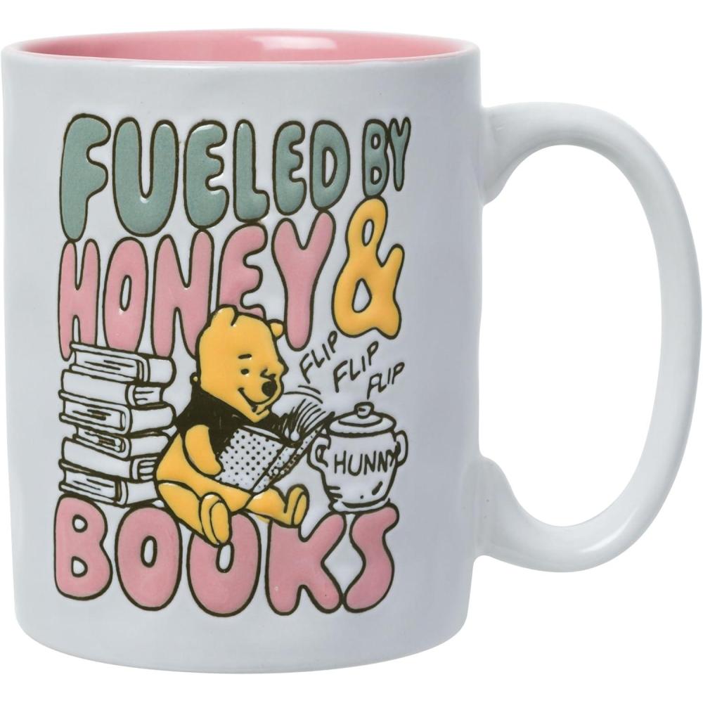 image:imageSilver Buffalo Disney Winnie the Pooh Here for the Hunny Honey Jumbo Ceramic Mug 25 OuncesFueled by Honey and Books Etched Engraved 17 Ounces