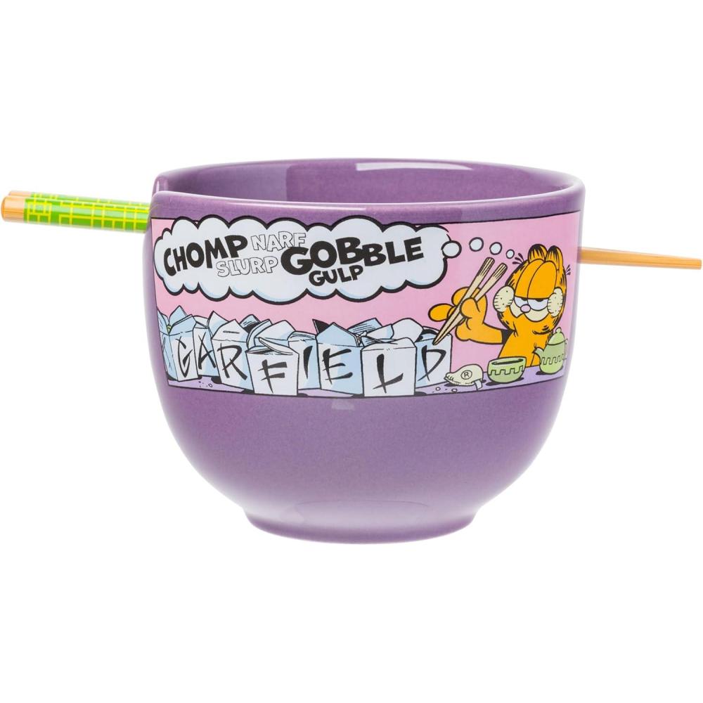 image:imageSilver Buffalo Pokemon Cute Fruit Doodles Featuring Pikachu Ceramic Ramen Noodle Rice Bowl with Chopsticks and Spoon Microwave Safe 20 OuncesGarfield Eating Takeout
