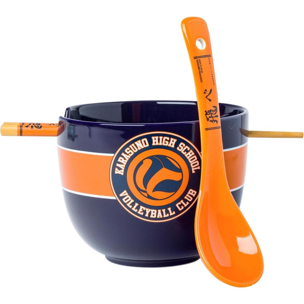 image:imageSilver Buffalo Pokemon Cute Fruit Doodles Featuring Pikachu Ceramic Ramen Noodle Rice Bowl with Chopsticks and Spoon Microwave Safe 20 OuncesHaikyu