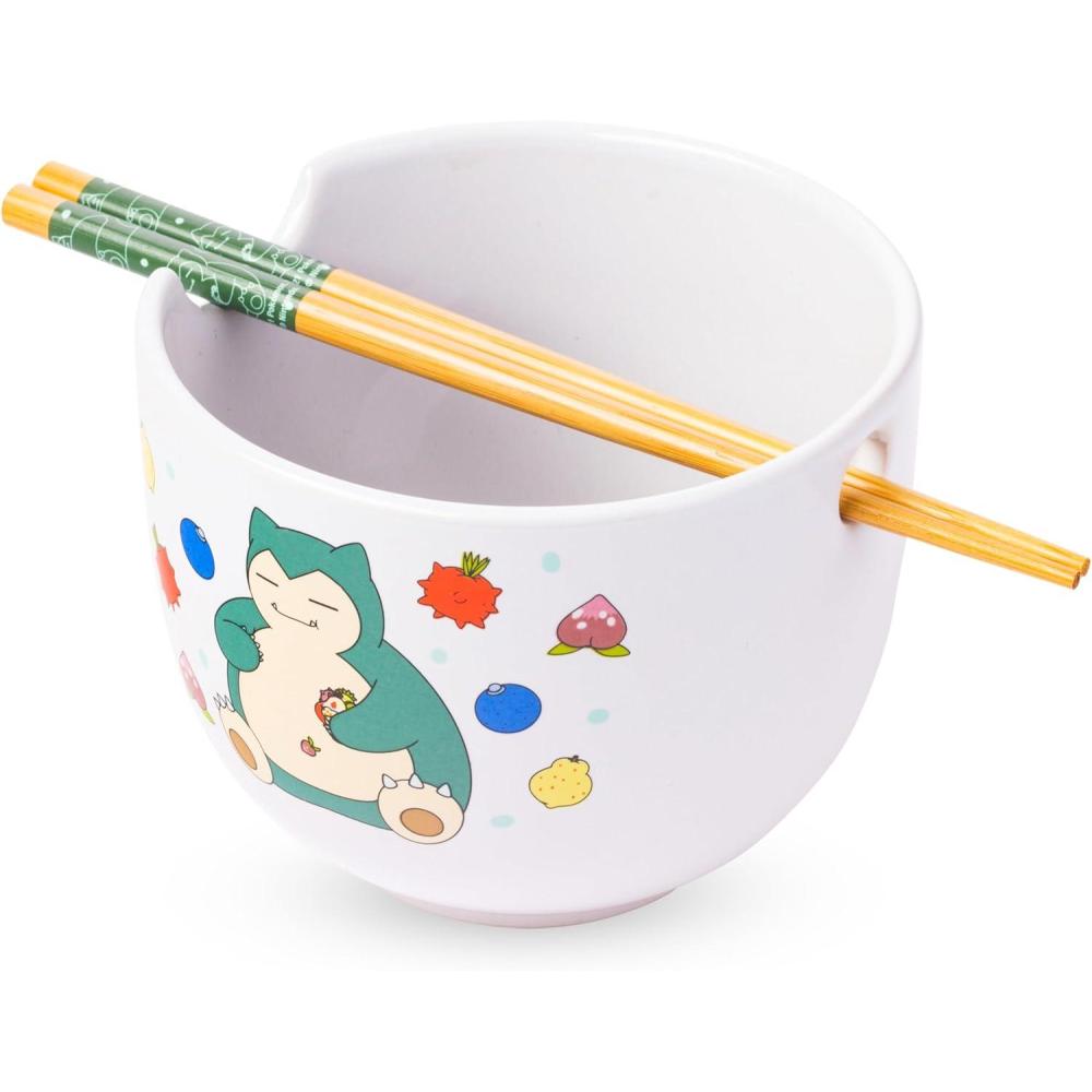image:imageSilver Buffalo Pokemon Cute Fruit Doodles Featuring Pikachu Ceramic Ramen Noodle Rice Bowl with Chopsticks and Spoon Microwave Safe 20 OuncesPokemon Snorlax