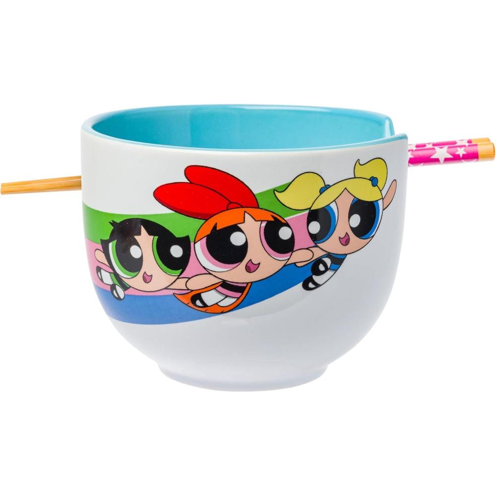 image:imageSilver Buffalo Pokemon Cute Fruit Doodles Featuring Pikachu Ceramic Ramen Noodle Rice Bowl with Chopsticks and Spoon Microwave Safe 20 OuncesPowerpuff Girls Girl Power