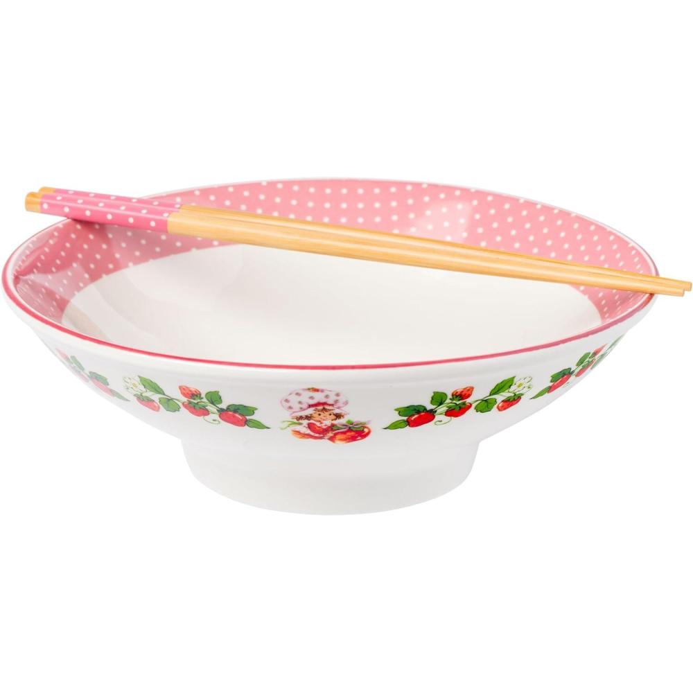 image:imageSilver Buffalo Pokemon Cute Fruit Doodles Featuring Pikachu Ceramic Ramen Noodle Rice Bowl with Chopsticks and Spoon Microwave Safe 20 OuncesStrawberry Shortcake Vines Big